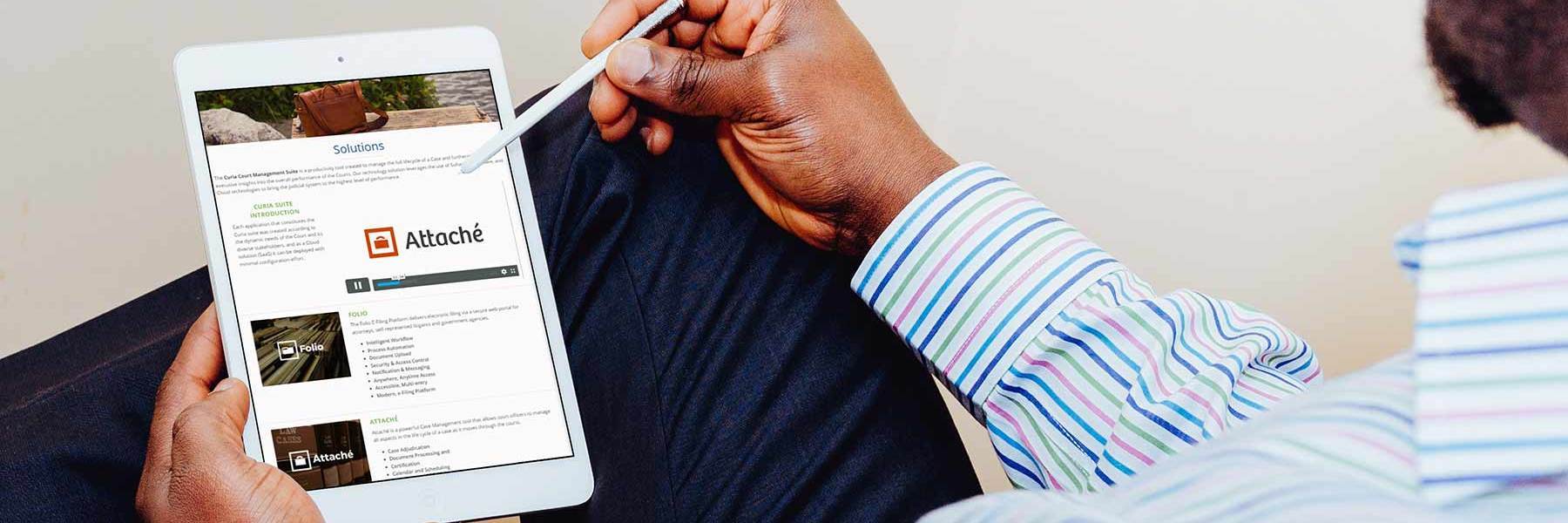 APEX businessman browsing APEX website on ipad