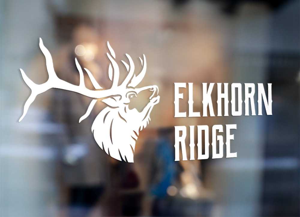 Elkhorn Ridge white logo on window