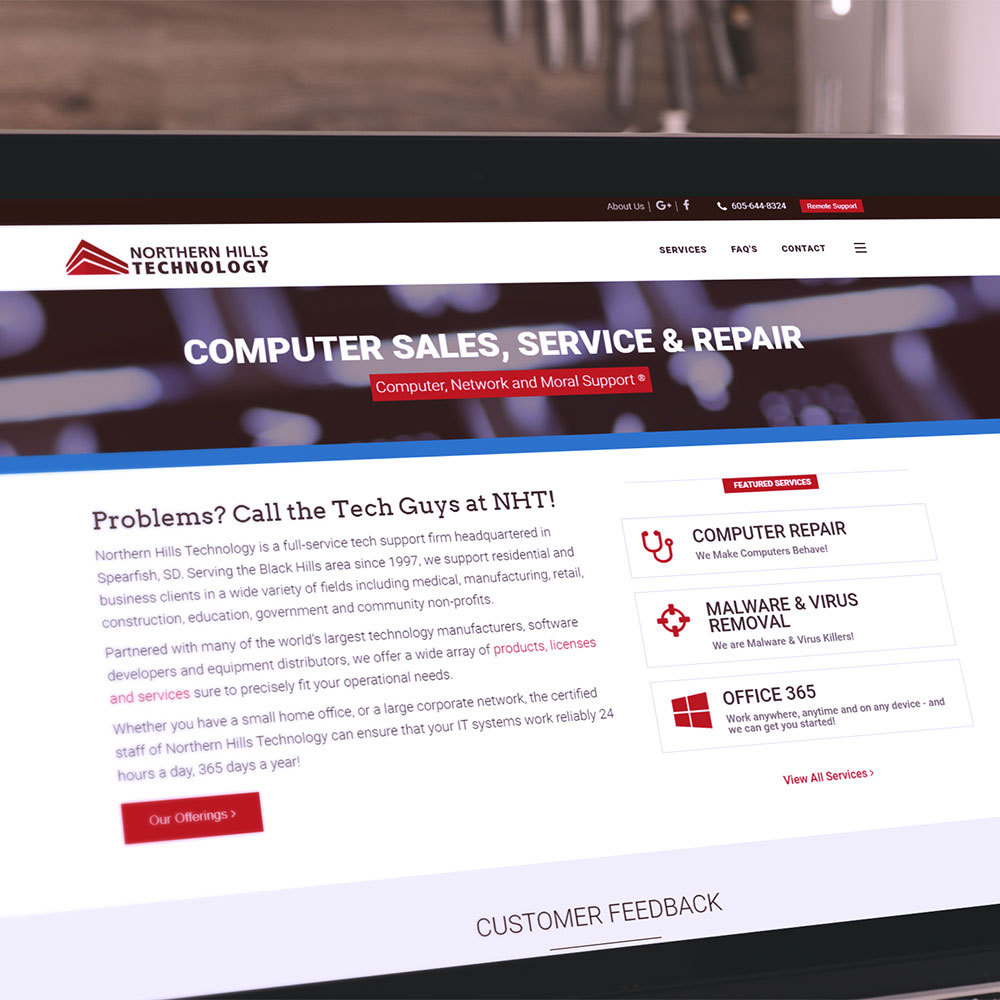 Northern Hills Technology website shown on a laptop