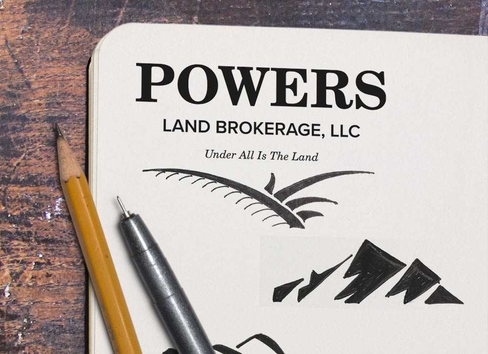 Powers Land Brokerage logo sketches