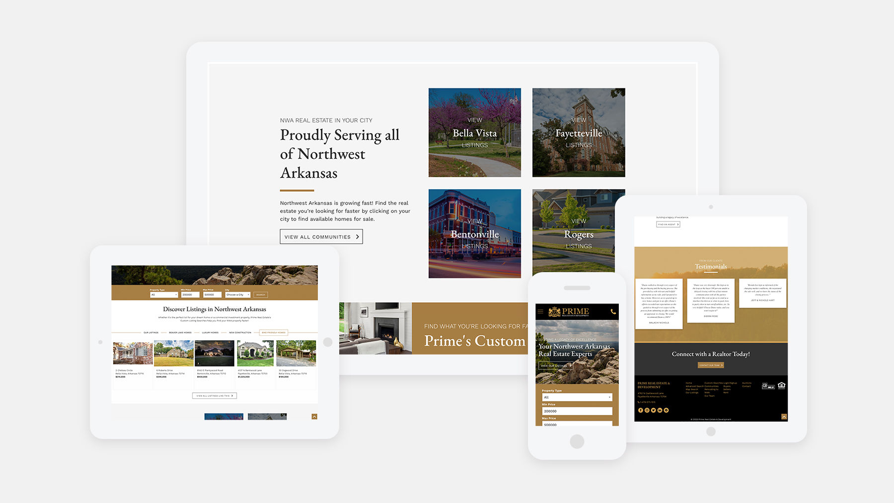 Prime Real Estate & Development website on desktop, laptop, tablet and mobile
