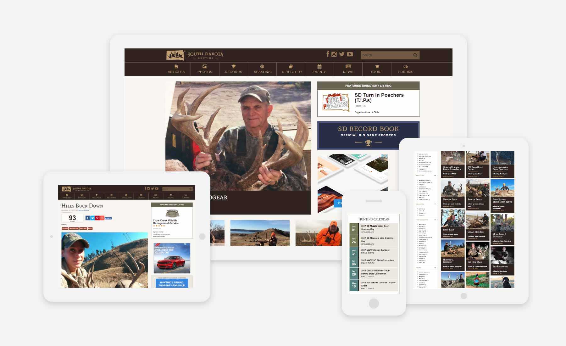 South Dakota Hunting responsive website shown on several devices