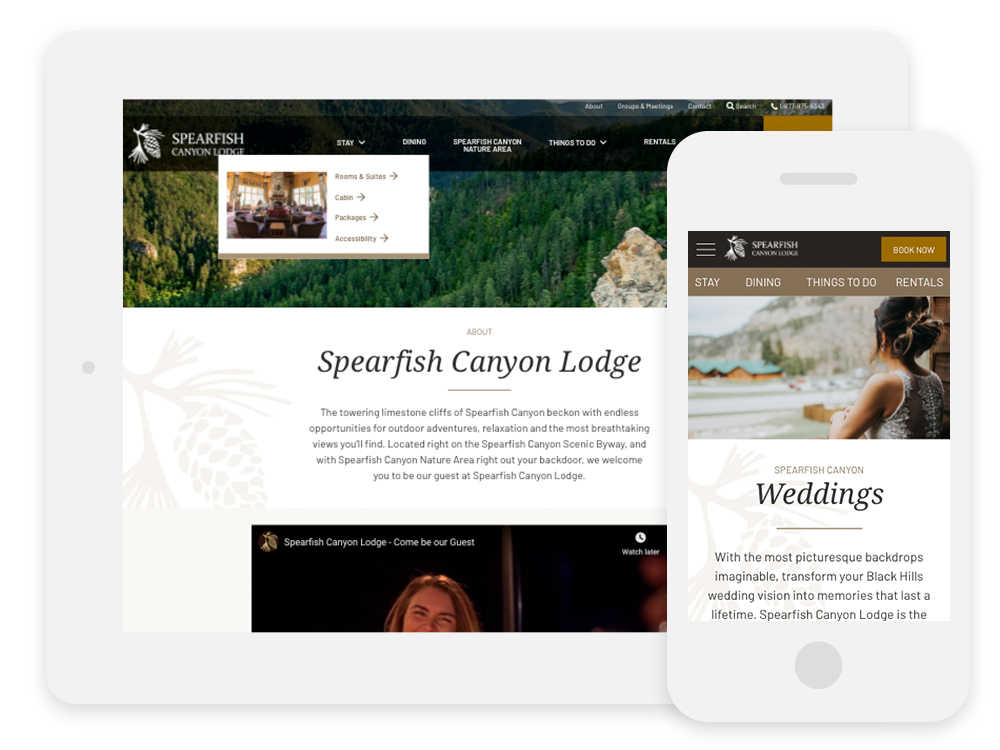 Tablet and phone versions of navigation shown on iPad and iPhone