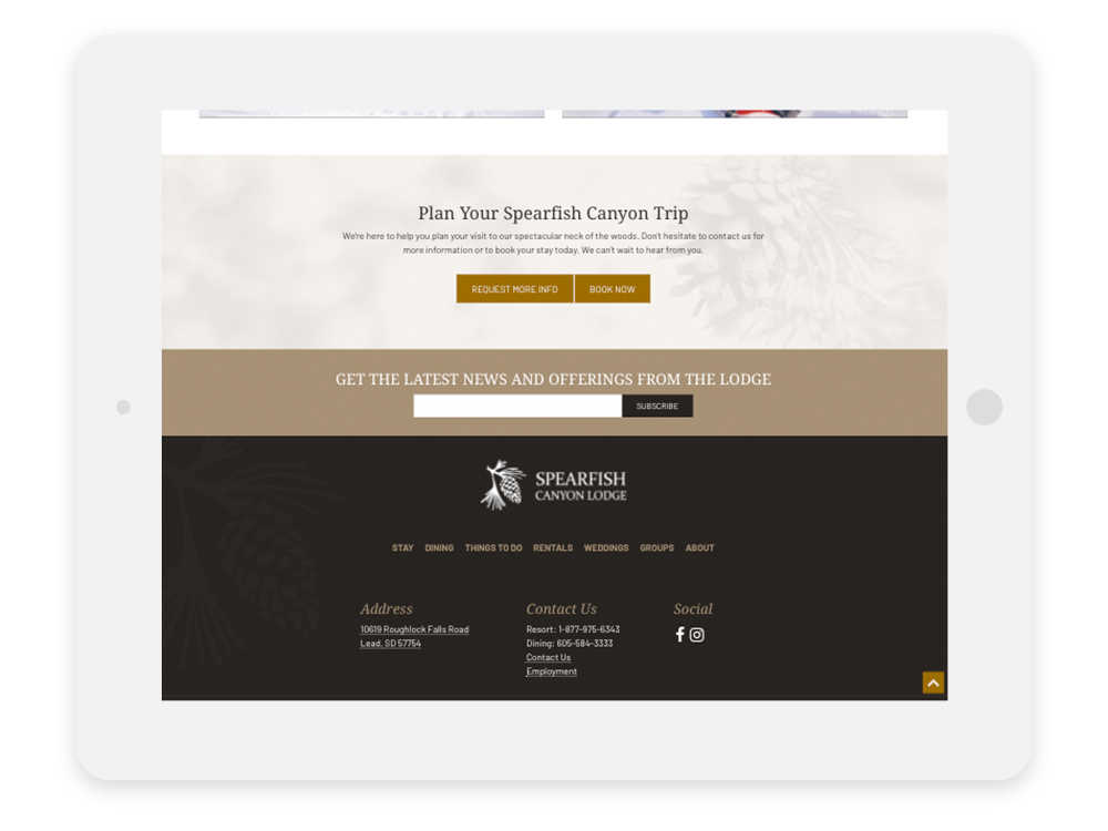 Rentals page Call to Action shown on iPad